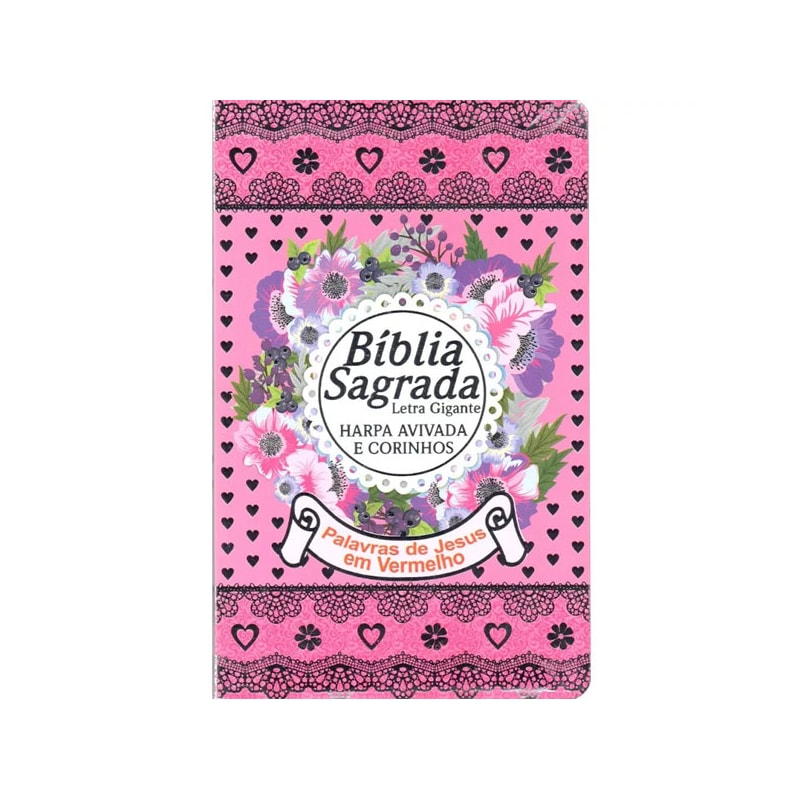 Bíblia Sagrada com Harpa Avivada e Corinhos | Letra Gigante | ARC | Laminada Pink