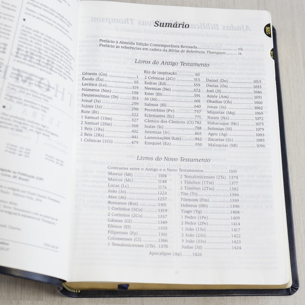 Bíblia Thompson de Estudo | AEC | Letra Grande C/ Índice | Capa Luxo Azul