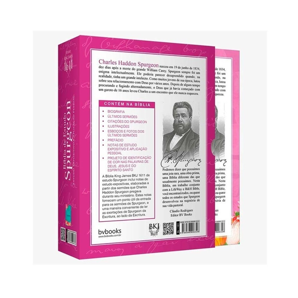 Bíblia de Estudo Spurgeon | King James 1611 | Letra Grande | Luxo | Floral Feminina