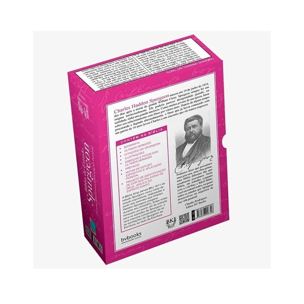 Bíblia de Estudo Spurgeon | King James 1611 | Letra Grande | Luxo | Floral Feminina