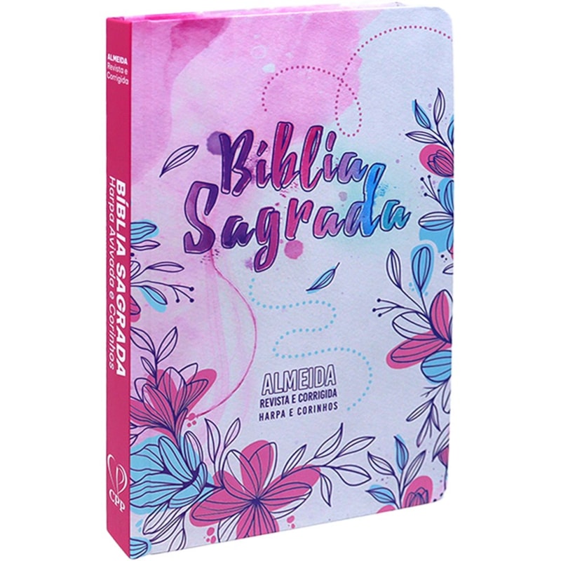 Bíblia Sagrada Slim | Harpa e Corinhos | ARC | Letra Normal | Capa Dura Flores Desenho