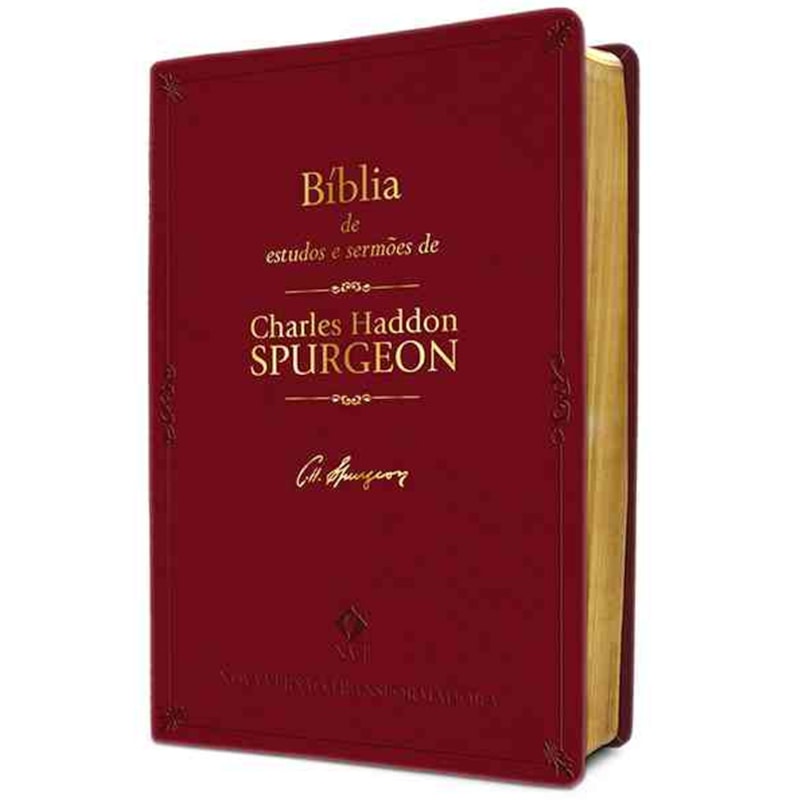 Bíblia de Estudos e Sermões de C H Spurgeon | NVT | Letra Normal | Capa Luxo Vinho
