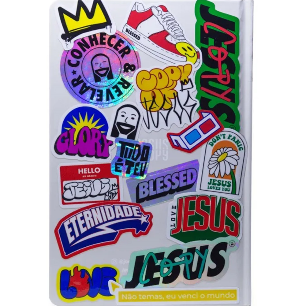 Bíblia Jesus Copy Sticker | NVI | Letra Normal | Capa Dura Off-White