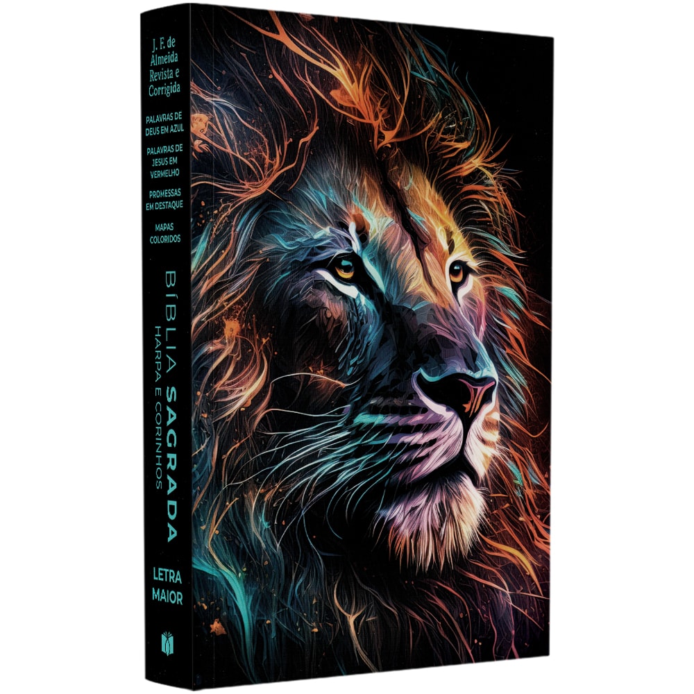 Bíblia Sagrada Leão Colorido | ARC | Letra Maior | Harpa e Corinhos | Capa Brochura
