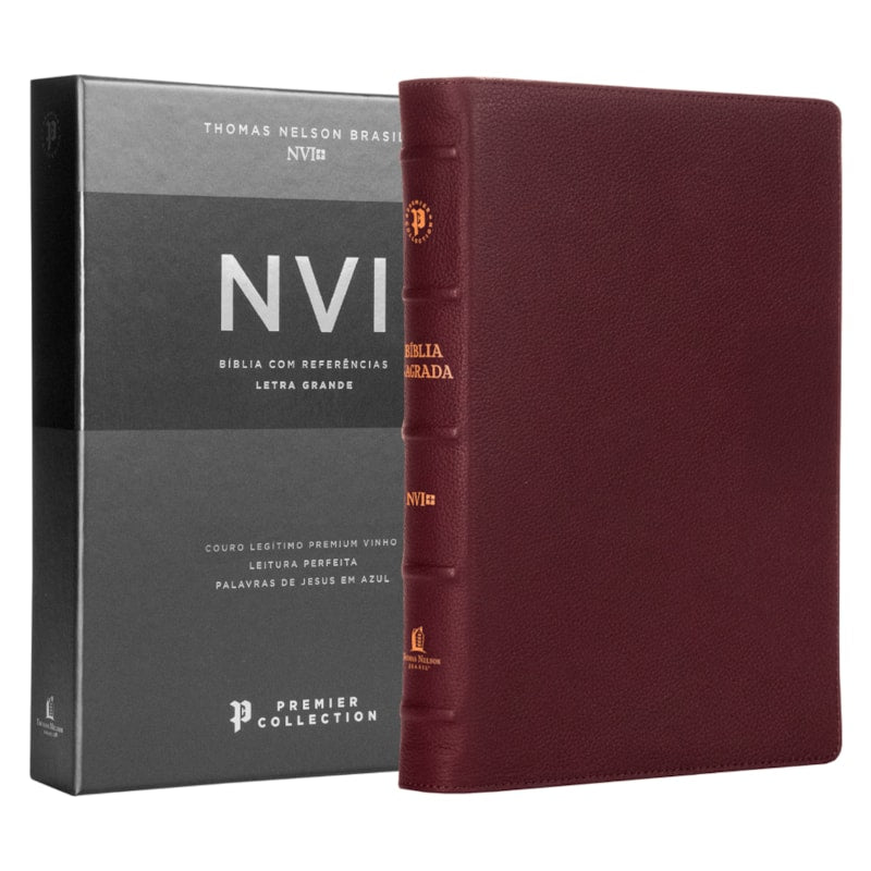 Bíblia Sagrada | NVI | Premier Collection | Capa Couro Luxo Vinho