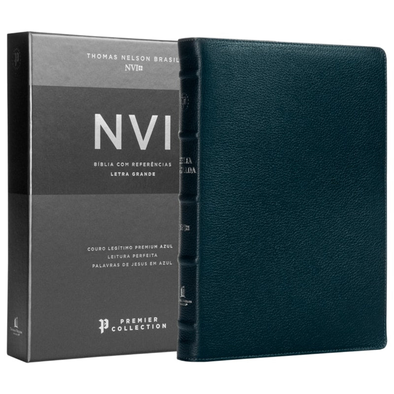 Bíblia Sagrada | NVI | Premier Collection | Capa Couro Luxo Azul