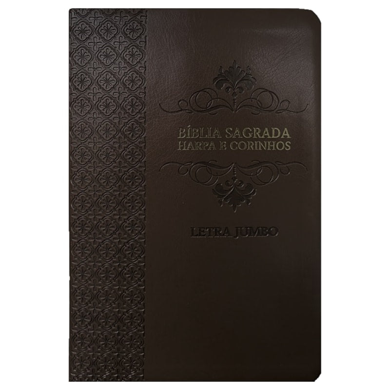 Bíblia Sagrada | Letra Jumbo | ARC | Harpa Avivada e Corinhos | Capa PU Luxo Arabesco Marrom