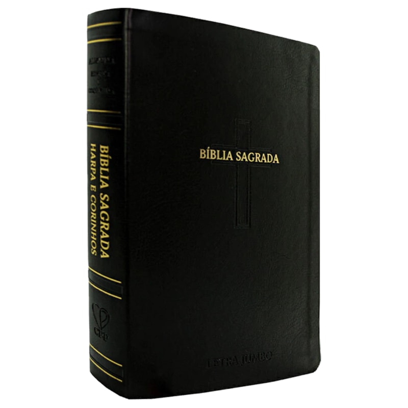 Bíblia Sagrada Letra Jumbo | ARC | Harpa Avivada e Corinhos | Capa PU Luxo Cruz Preta