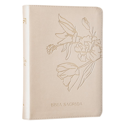 Bíblia The Purpose Book | A21 | Capa Couro Soft Bege Flores