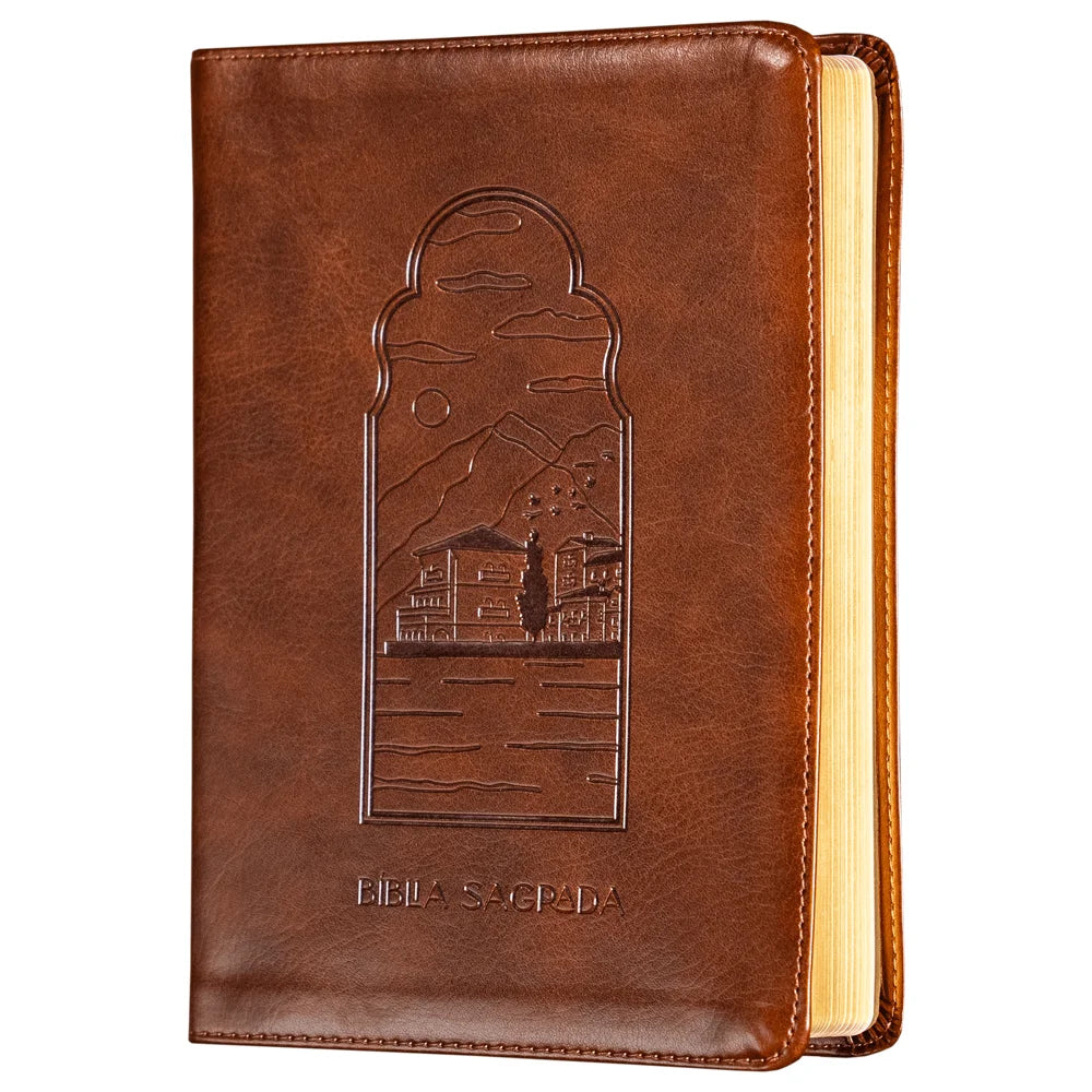Bíblia The Purpose Book | A21 | Capa Couro Soft Marrom Paisagem