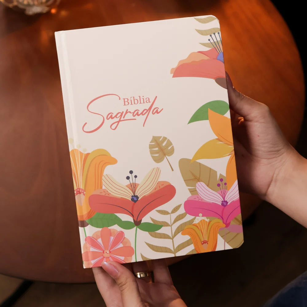 Bíblia Sagrada Flores | KJA | Letra Maior | Capa Dura