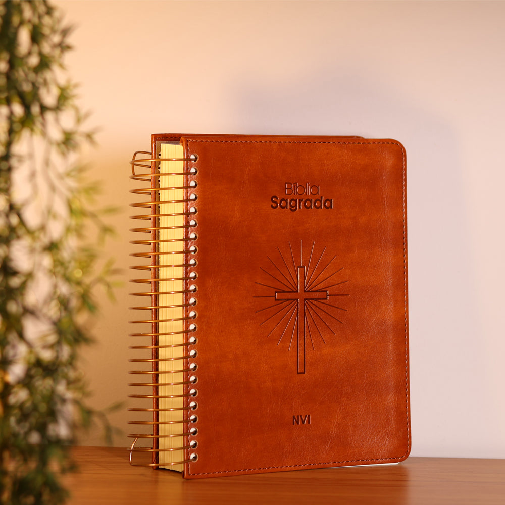 Bíblia Sagrada Espiral | NVI | Espaço Para Anotações | Bible Journaling | Couro Soft