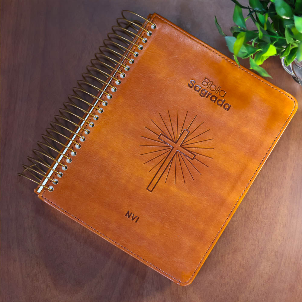 Bíblia Sagrada Espiral | NVI | Espaço Para Anotações | Bible Journaling | Couro Soft