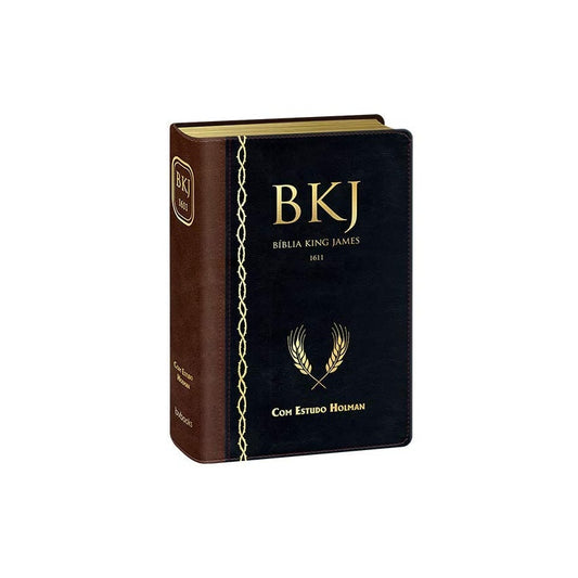 Bíblia King James 1611 Com Estudo Holman BKJ Preta e Marrom