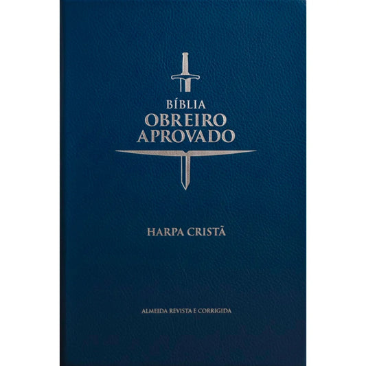 Bíblia Obreiro Aprovado Média Luxo Harpa Cristã Azul