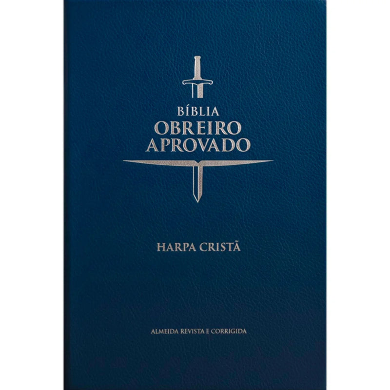 Bíblia Obreiro Aprovado Média Luxo Harpa Cristã Azul
