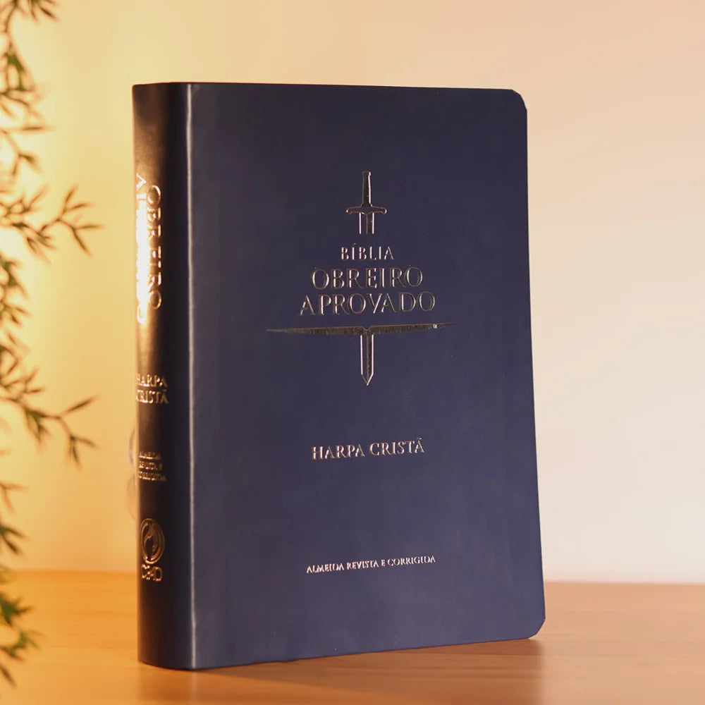 Bíblia Obreiro Aprovado Média Luxo Harpa Cristã Azul