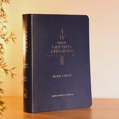 Bíblia Obreiro Aprovado Média Luxo Harpa Cristã Azul