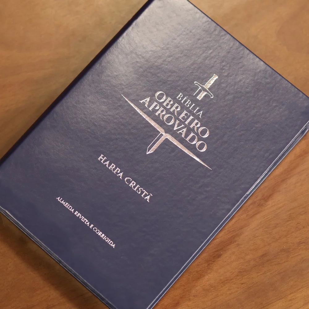 Bíblia Obreiro Aprovado Média Luxo Harpa Cristã Azul