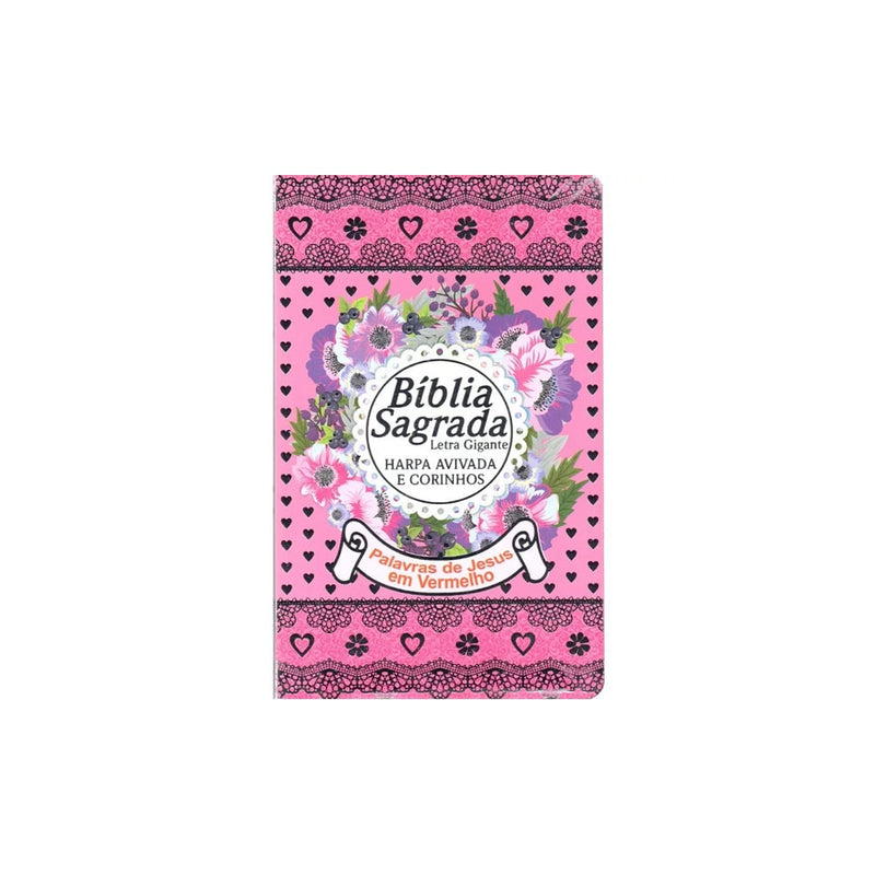 Bíblia Sagrada com Harpa Avivada e Corinhos | Letra Gigante | ARC | Laminada Pink
