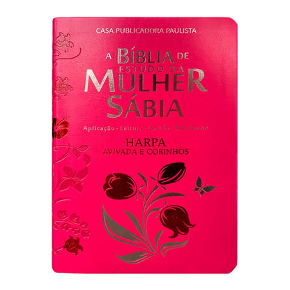 Bíblia de Estudo da Mulher Sábia | ARC | Harpa Avivada | Capa Rosas Pink