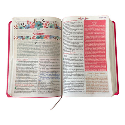 Bíblia de Estudo da Mulher Sábia | ARC | Harpa Avivada | Capa Rosas Pink