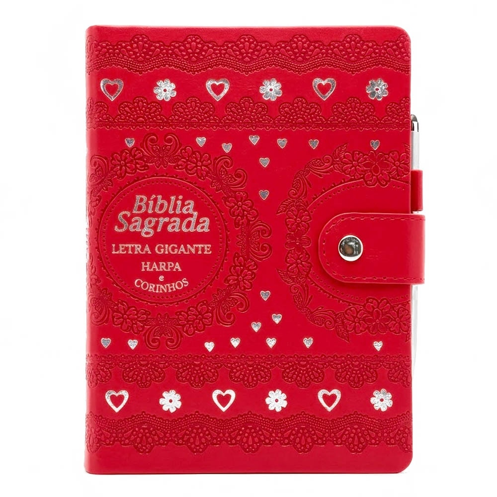 Bíblia Sagrada Carteira Grande | ARC | Letra Gigante | Harpa Avivada e Corinhos Capa Vermelha