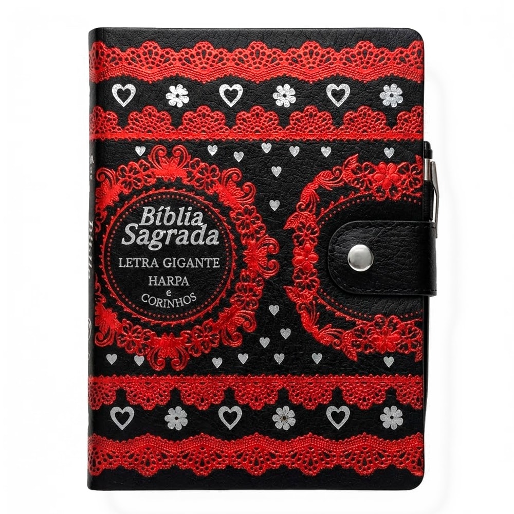 Bíblia Sagrada Carteira Grande | ARC | Letra Grande | Harpa Avivada e Corinhos Capa Preta