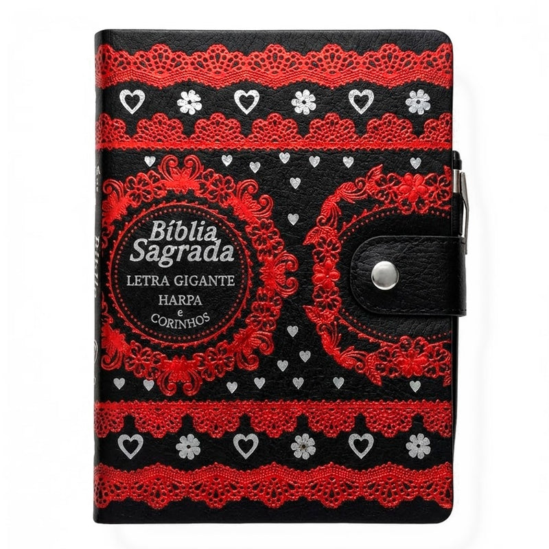 Bíblia Sagrada Carteira Grande | ARC | Letra Grande | Harpa Avivada e Corinhos Capa Preta