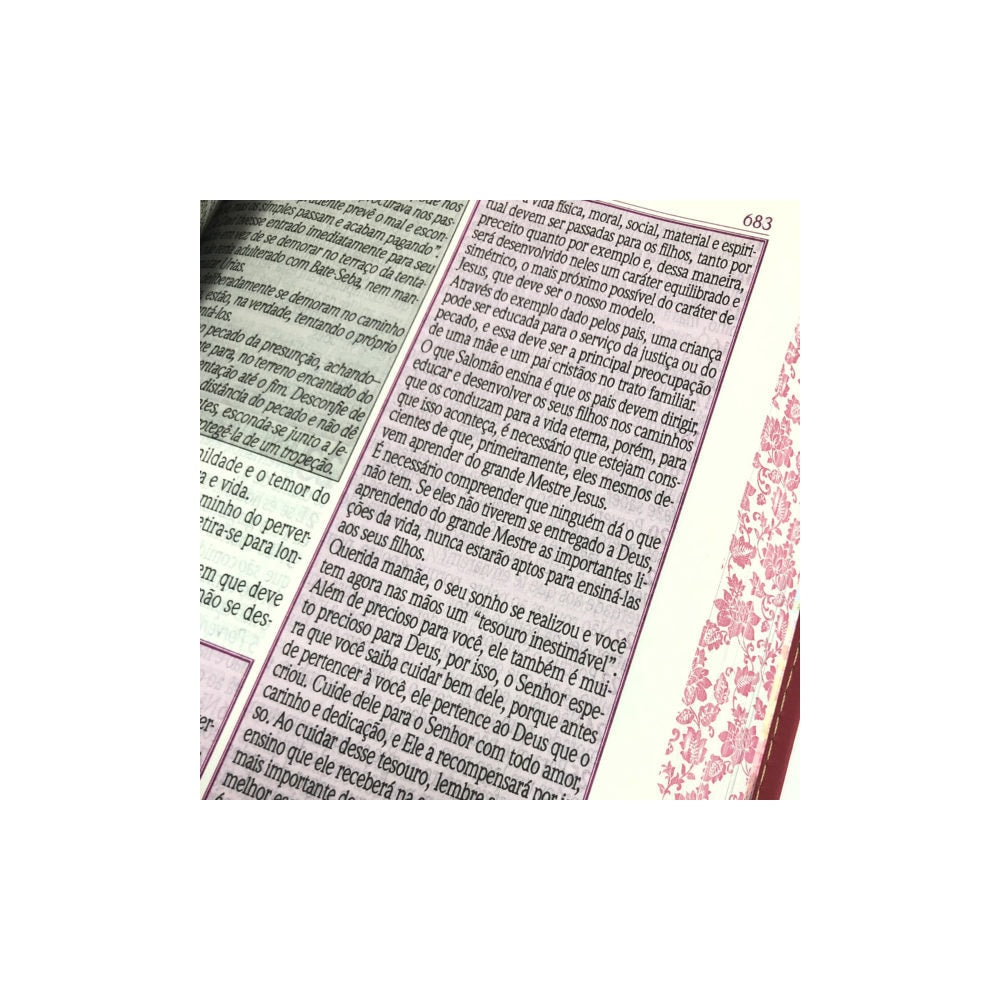 Bíblia de Estudo da Mulher Sábia | ARC | Harpa Avivada | Capa Luxo Rosas Lilás