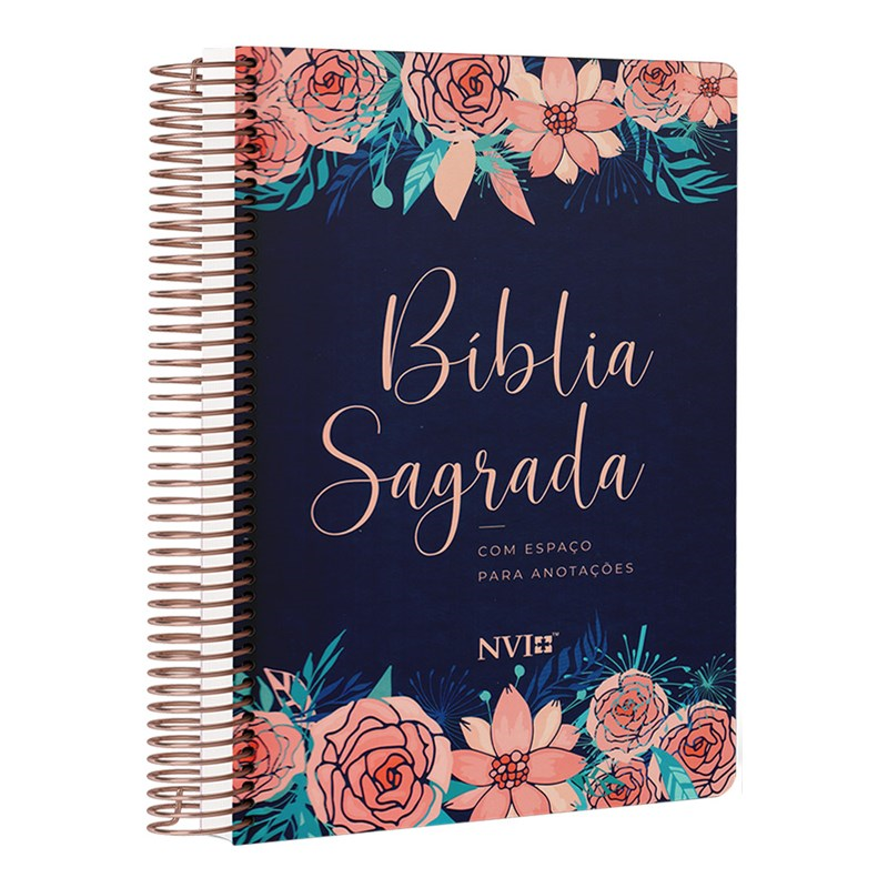 Bíblia Anote Espiral Rosas Especial | NVI | Letra Normal | Com Espaço Para Anotações