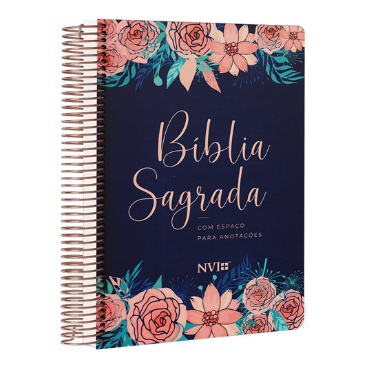 Bíblia Anote Espiral Rosas Especial | NVI | Letra Normal | Com Espaço Para Anotações
