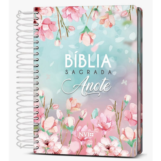 Bíblia Sagrada Anote Espiral Magnólia | NVI | Letra Normal | Capa Dura