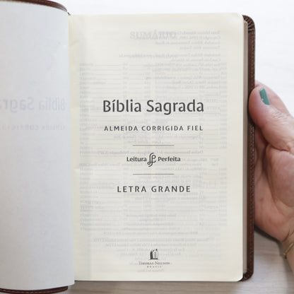 Bíblia Sagrada | ACF | Letra Grande | Couro Soft Marrom