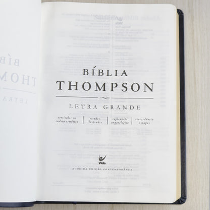 Bíblia Thompson de Estudo | AEC | Letra Grande | Capa Luxo Azul