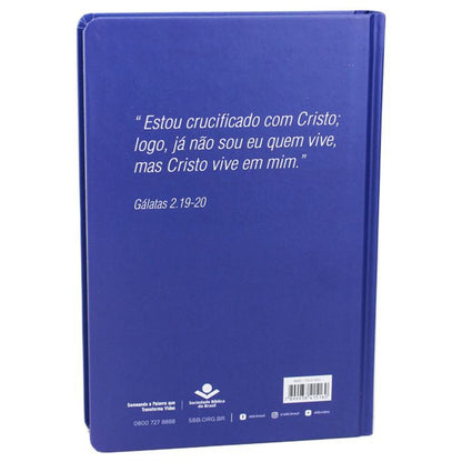 Bíblia Sagrada Cruz Prata | Letra Normal | NAA | Capa Dura Azul