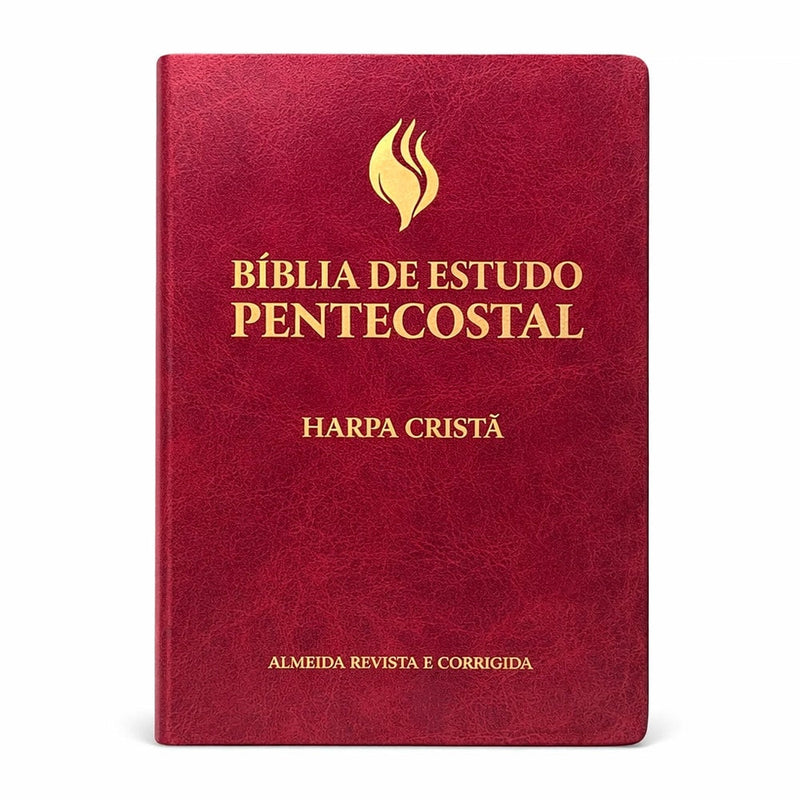 Bíblia de Estudo Pentecostal Média com Harpa Cristã | ARC | Vinho