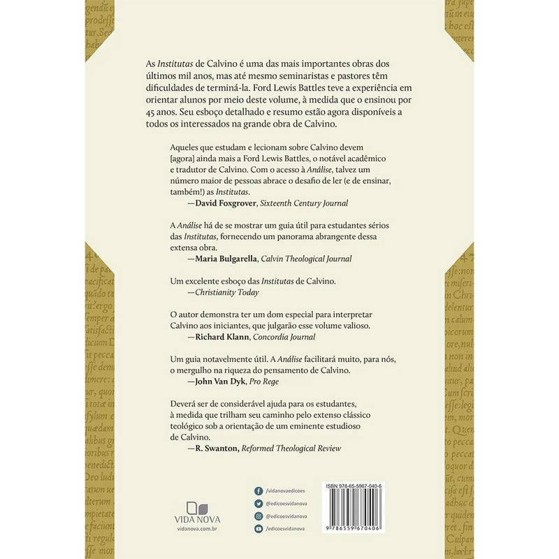 Análise das Institutas da Religião Cristã de João Calvino | Ford Lewis Battles