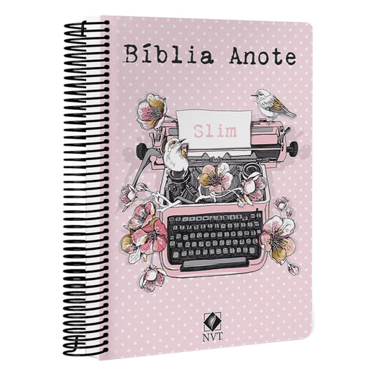 Bíblia Anote Slim Typo Rosa| NVT | Capa Dura Espiral