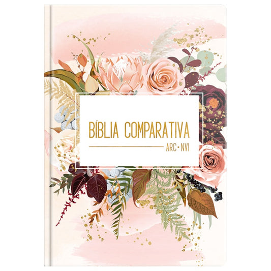 Bíblia Sagrada Edição Comparativa | ARC e NVI | Letra Média | Capa Luxo Flor de Henna