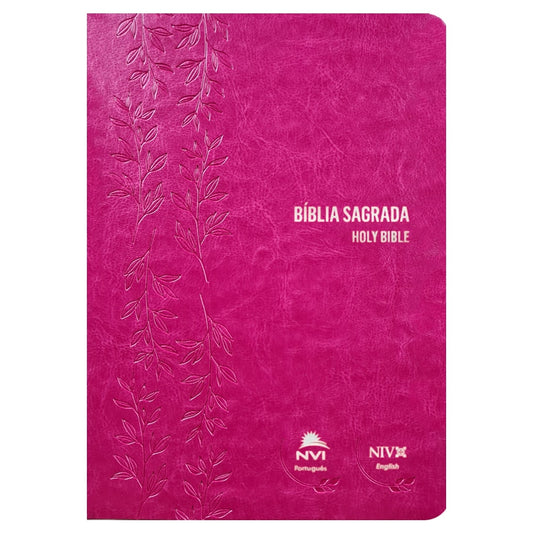 Bíblia Sagrada - Holy Bible | Português e Inglês | NVI Letra Normal | Pink