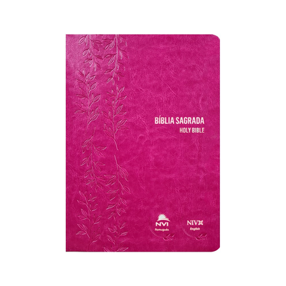 Bíblia Sagrada - Holy Bible | Português e Inglês | NVI Letra Normal | Pink