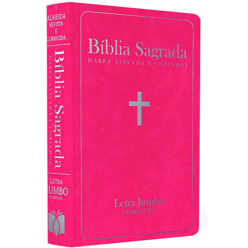 Bíblia Sagrada com Harpa Avivada e Corinhos | ARC | Letra Jumbo | Capa Semiflexível Pink