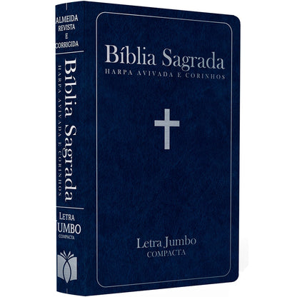 Bíblia Sagrada com Harpa Avivada e Corinhos | ARC | Letra Jumbo | Capa Semiflexível Azul