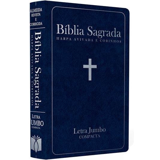 Bíblia Sagrada com Harpa Avivada e Corinhos | ARC | Letra Jumbo | Capa Semiflexível Azul