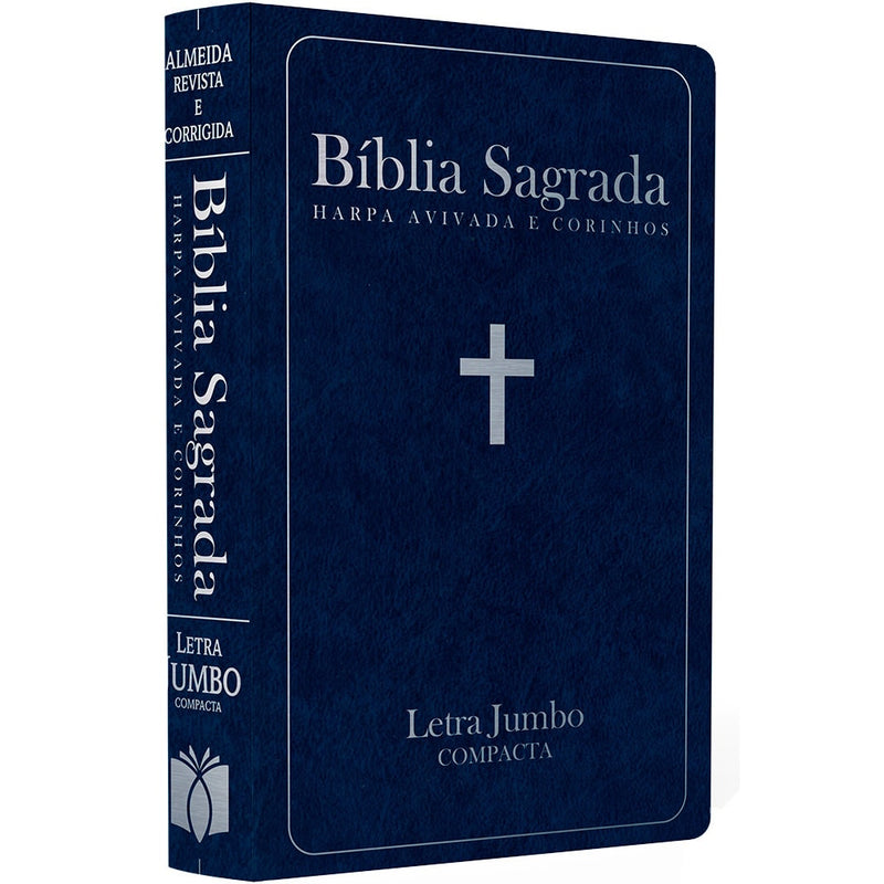 Bíblia Sagrada com Harpa Avivada e Corinhos | ARC | Letra Jumbo | Capa Semiflexível Azul