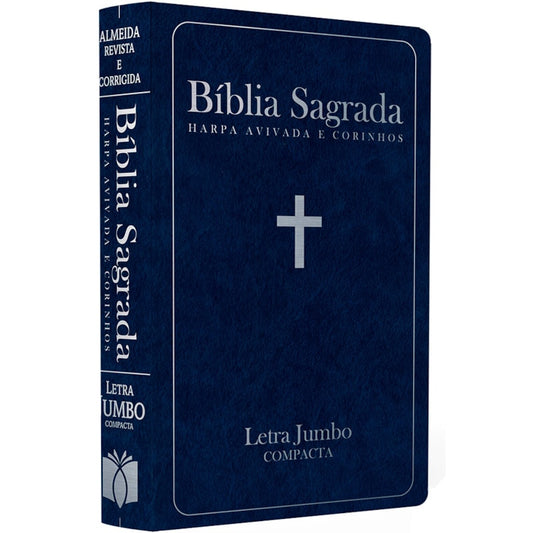 Bíblia Sagrada com Harpa Avivada e Corinhos | ARC | Letra Jumbo | Capa Semiflexível Azul