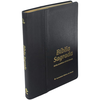 Bíblia Sagrada Slim | NAA | Letra Grande | Capa Couro Legítimo Preta
