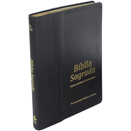 Bíblia Sagrada Slim | NAA | Letra Grande | Capa Couro Legítimo Preta