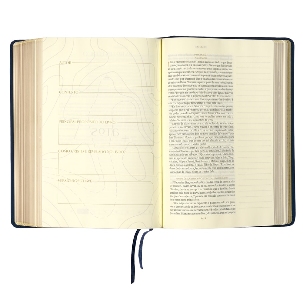 Bíblia The Purpose Book | A21 | Letra Normal | Espaço Para Anotações | Capa Tecido Azul Reino